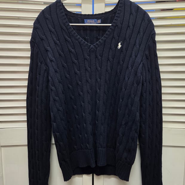 폴로 랄프로렌 꽈배기 브이넥 니트