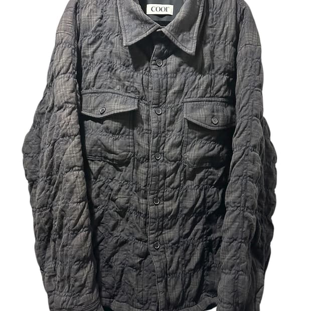 쿠어 링클 체크 패디드 셔츠 신더차콜 L