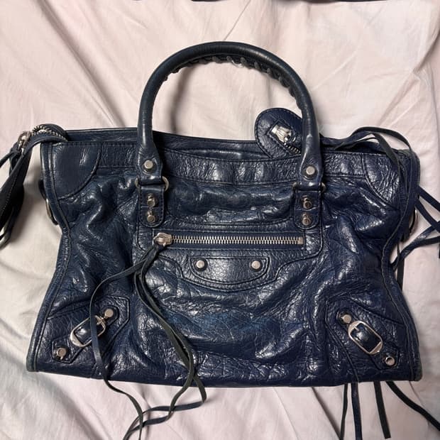 발렌시아가 모터백 스몰 네이비