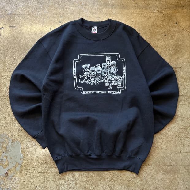 90s usa fruit of the loom 블랙 스웻