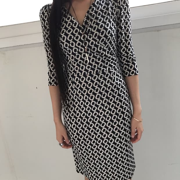 chain jersey wrap dress