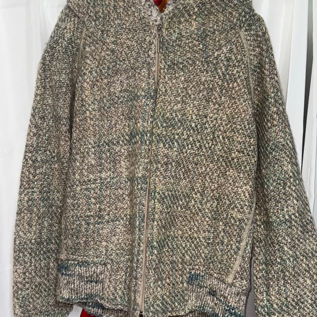 울 100 핸드메이드 양털 후드집업 