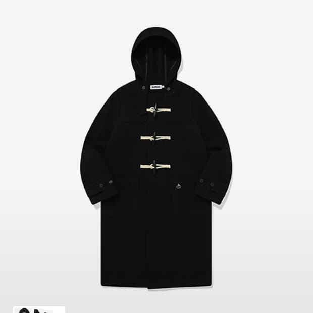 키르시 유니 모노 체리 후드 롱 더플 코트 블랙 1 떡코