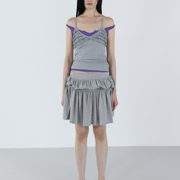 세릭 셔링 스커트 Fluid Shirring Skirt _ Gray