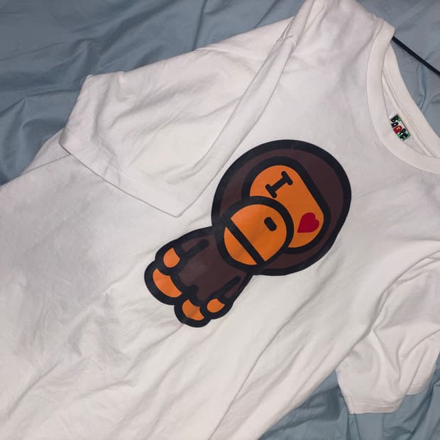 정품) 베이프 하트 마일로 반팔 티셔츠 bape heart milo