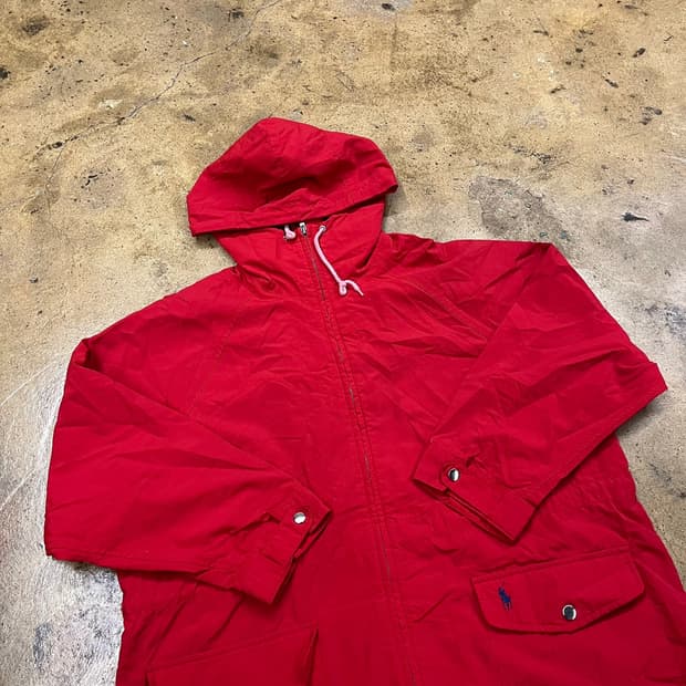 [정품/M] 폴로 랄프로렌  후드 바람막이 자켓 레드 b14