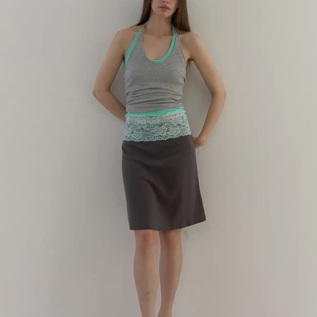 새상품) 아수라 LACE WAIST SKIRT 레이스 스커트 차콜
