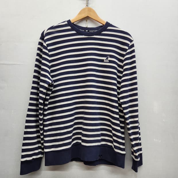 캉골 로고자수 스트라이프 맨투맨 L(L) 남여공용