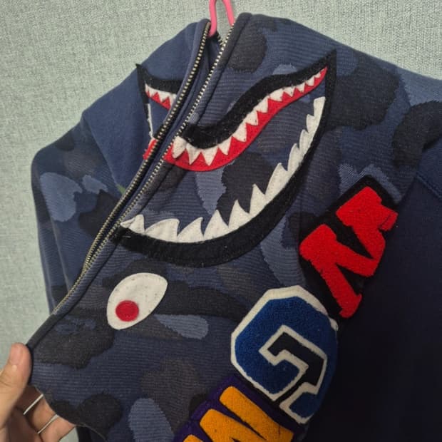 베이프 BAPE 샤크 후드집업 XL 네이비