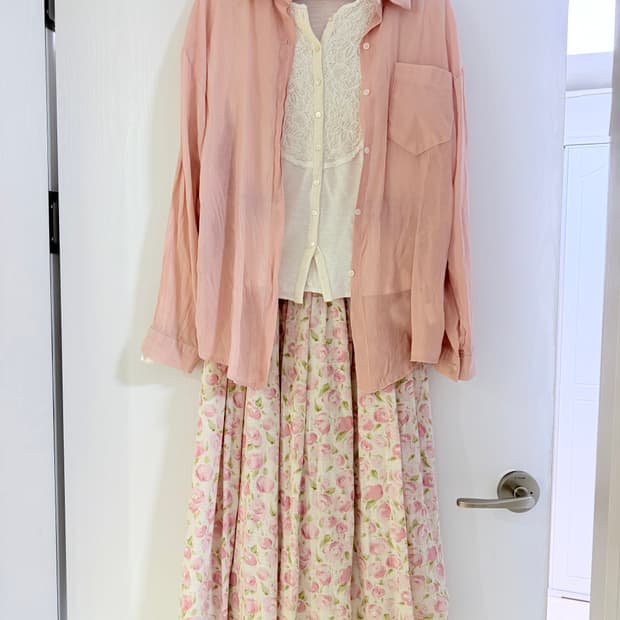 핑크 모리 롱스커트 세트