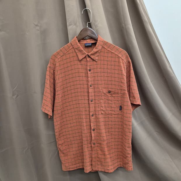 파타고니아 오가닉 코튼 체크 반팔 M