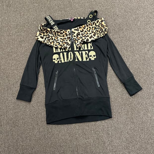 L)Japanese vintage 여성 y2k 레오파드 오프숄더