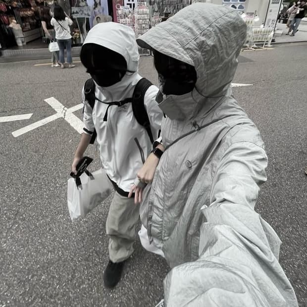 트래블 고프 후드 윈드 브레이커 그레이