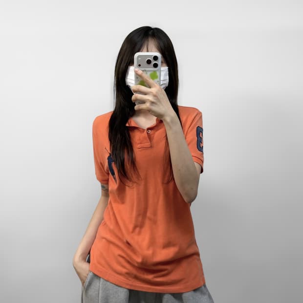폴로 랄프로렌 빅 포니 자수 카라티 오렌지
