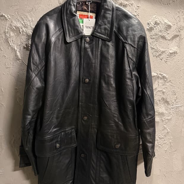 하나이 양가죽 레더 하프 코트 블랙 M