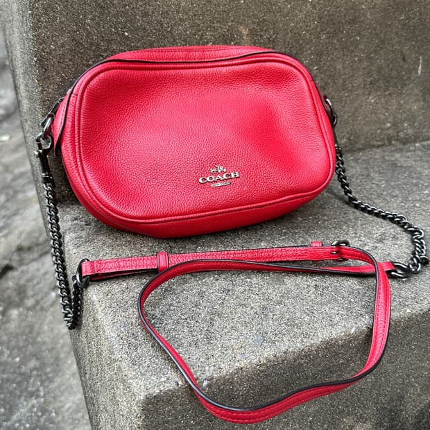 Coach red chain bag