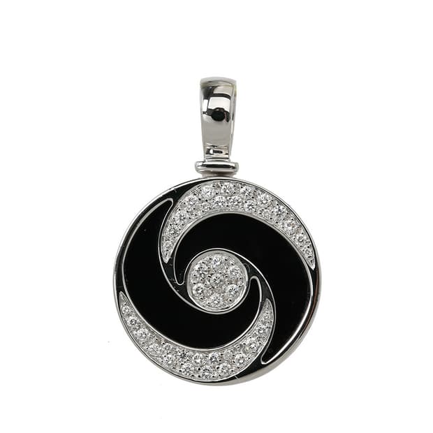 불가리 옵티컬 18K 화이트골드 다이아 펜던트 파베 세팅 목걸이