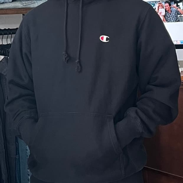 Champion 챔피온 리버스위브 후드 블랙 M