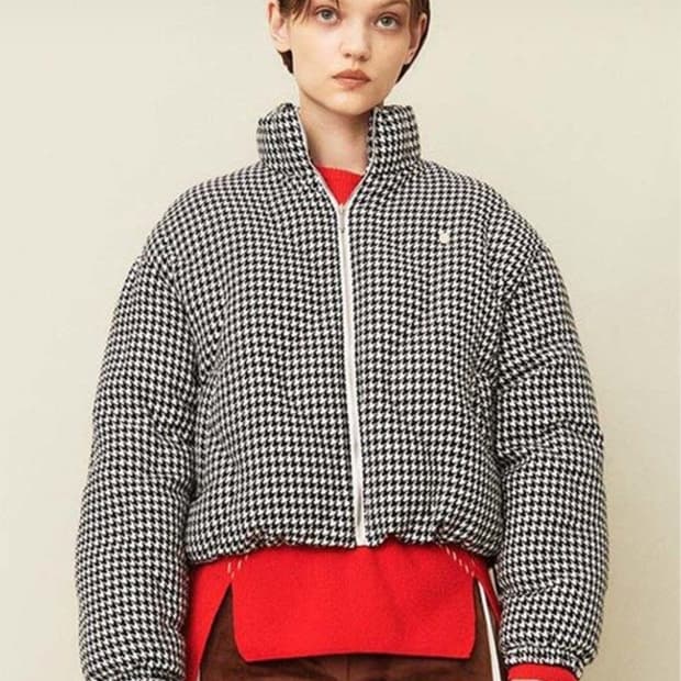 Kijun 기준 하운드투스 패턴 덕다운 패딩 M사이즈