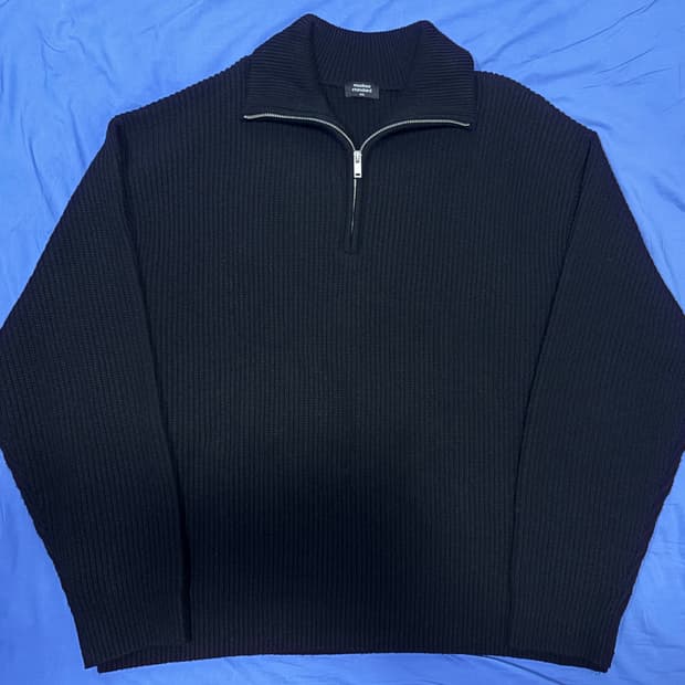 무신사스탠다드 릴렉스드 리브드 하프 집업 니트 2XL