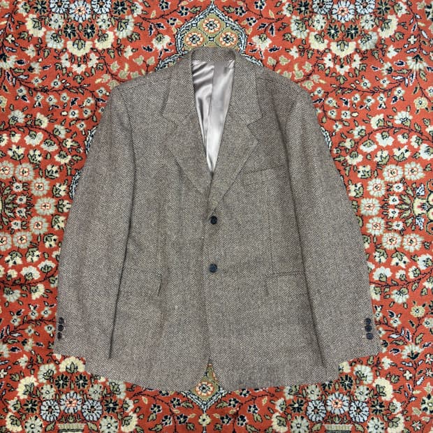 [M] 수아레 베이지 체크 울 블레이저