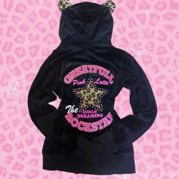 빈티지 호피 고양이 갸루 후드집업 y2k