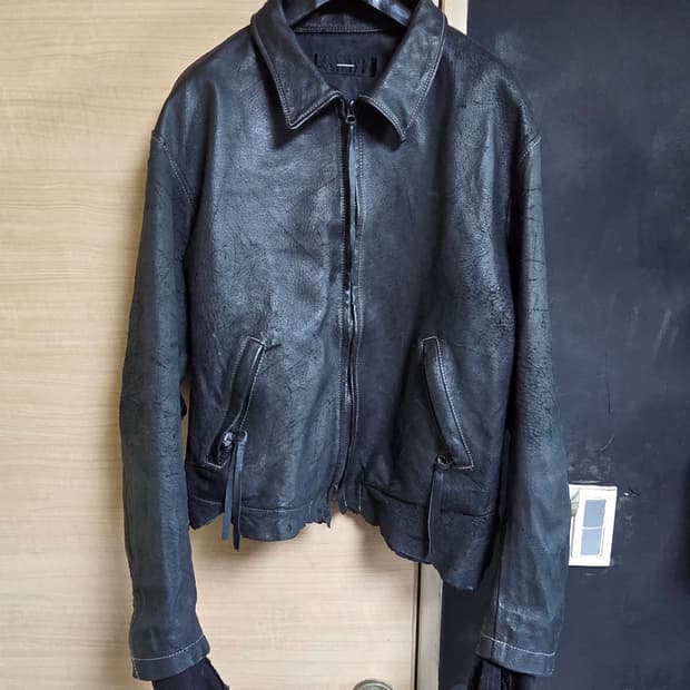 2size) minus leather jacket