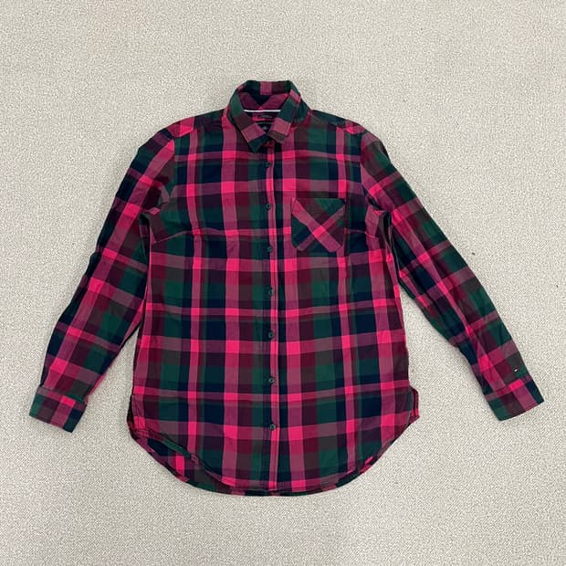 [XS] 타미힐피거 레드 타탄체크 릴렉스핏 셔츠 남방 0112M1