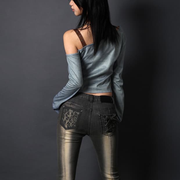 (새상품)달링유어배드 CORSET BOOTS CUT DENIM #DUST