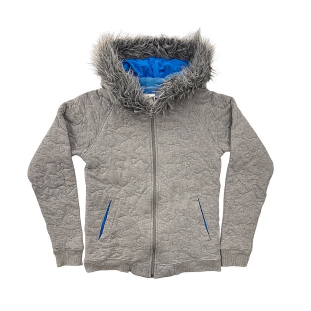 스투시 걸즈 스컬 패디드 퍼 자켓 그레이