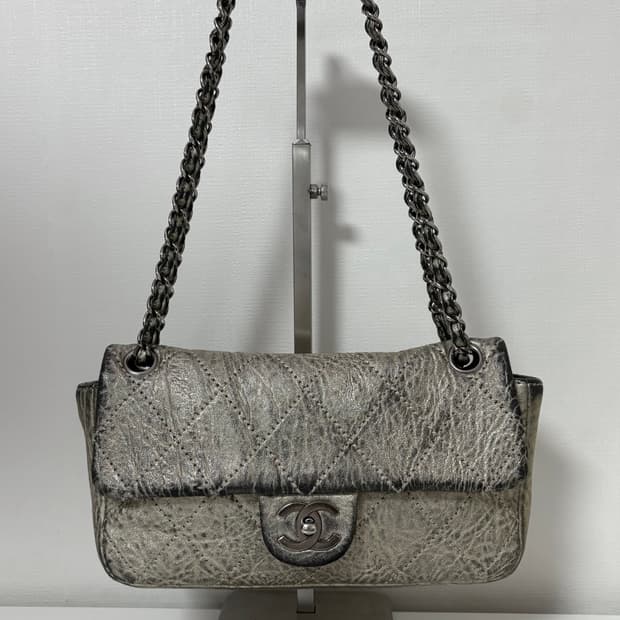 샤넬 클래식 빈티지실버 체인 숄더빅