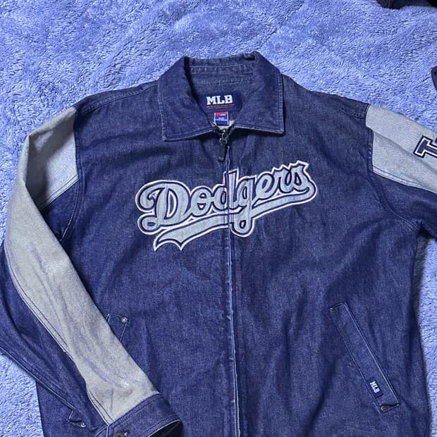 빈티지 MLB LA 다저스 데님 야구 점퍼
