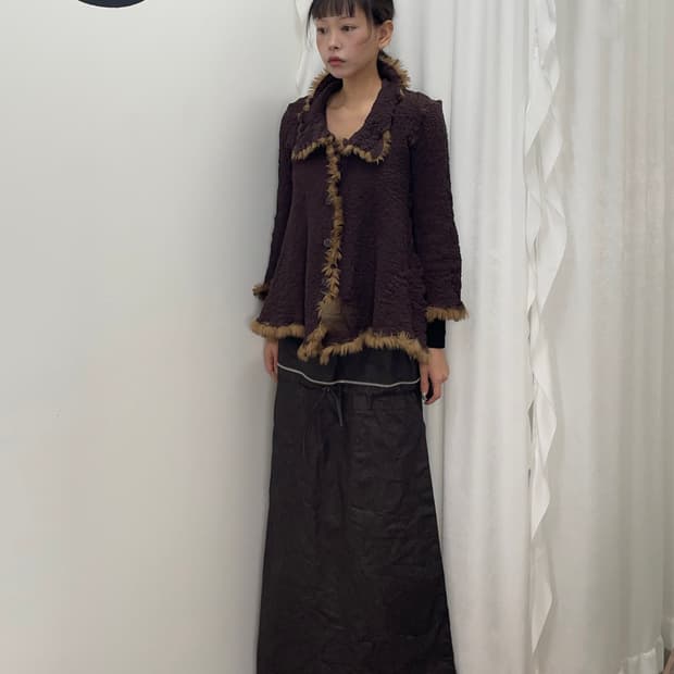 me ISSEY MIYAKE 트리밍 퍼 링클 자켓