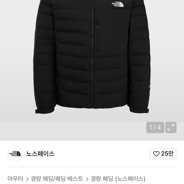 노스페이스 볼트 RDS 다운 후디_BLACK M사이즈