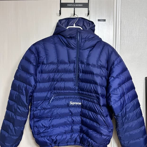 슈프림 마이크로 다운 하프 집업 네이비 M