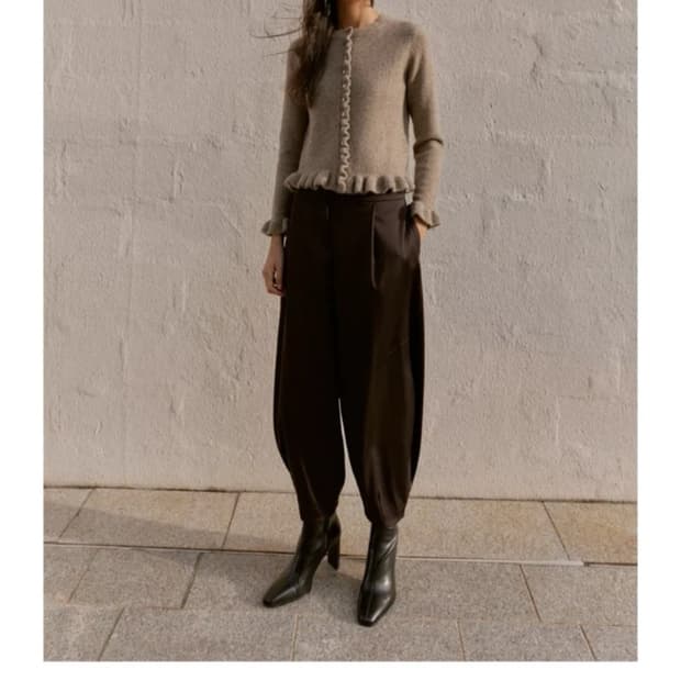 자라 러플 가디건 회색