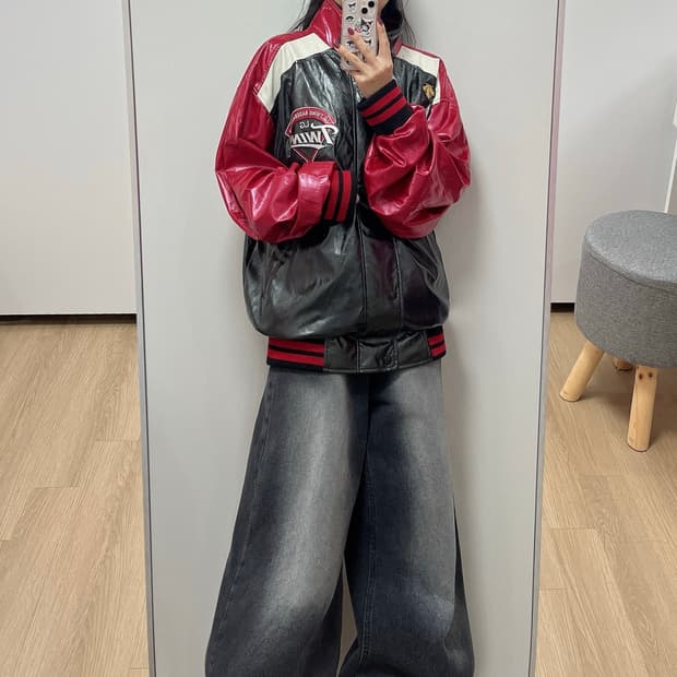 LG트윈스 데상트 구로고 유광점퍼