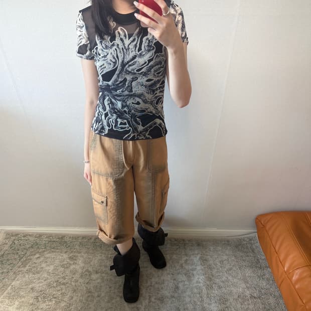 Faded Cargo Cropped Pants