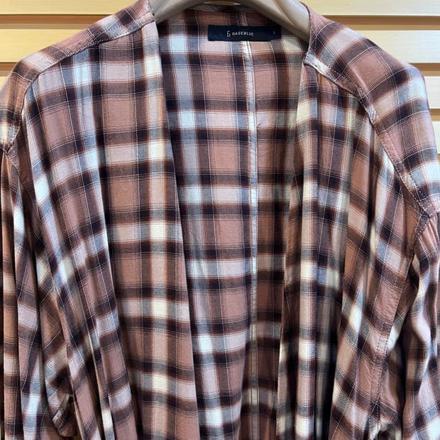 RAGEBLUE 일본수입 브라운체크 로브가디건 레이어드가운