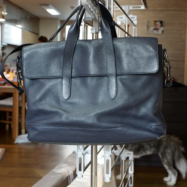 코치 남성 가죽 서류 가방 네이비