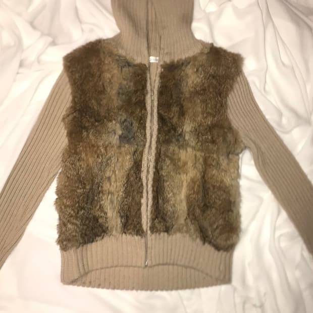 조끼 골지 퍼 집업