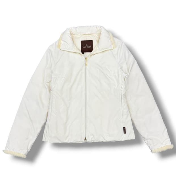 빈티지 몽클레어 화이트 밍크퍼 구스다운 패딩 점퍼