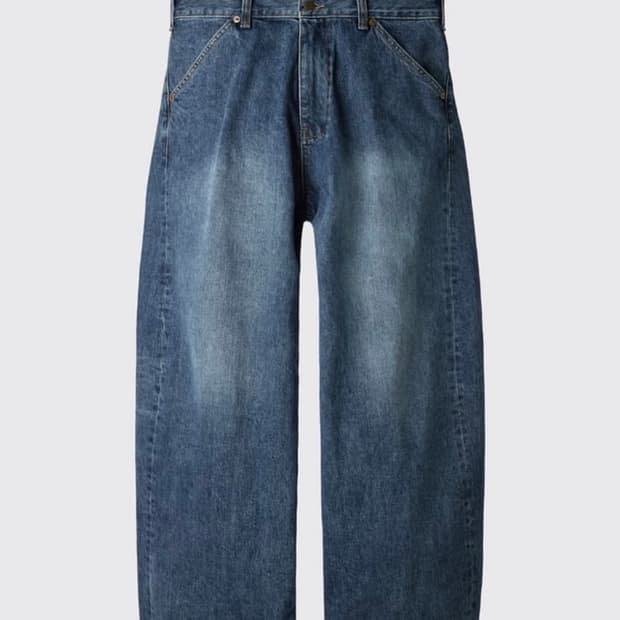 (3) 해칭룸 와이드 커브진 워시드 블루