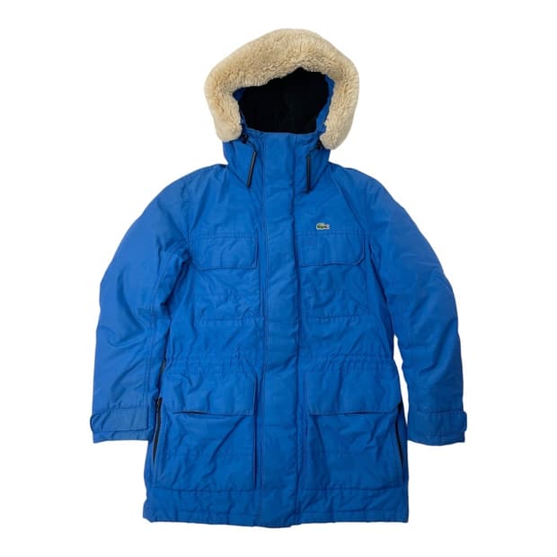 [중고] 라코스테 블루 후드 덕다운 패딩 사파리 점퍼 95