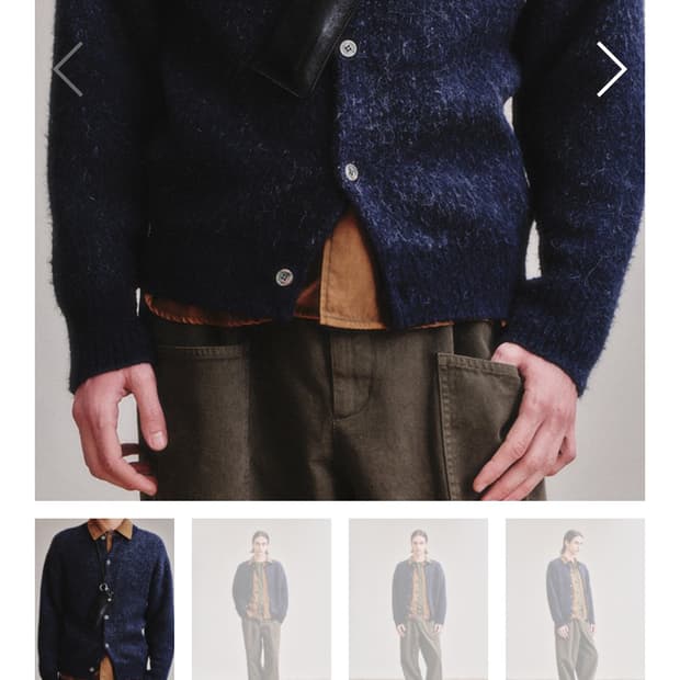 L)아트이프액츠 알파카 라운드넥 가디건 다크네이비