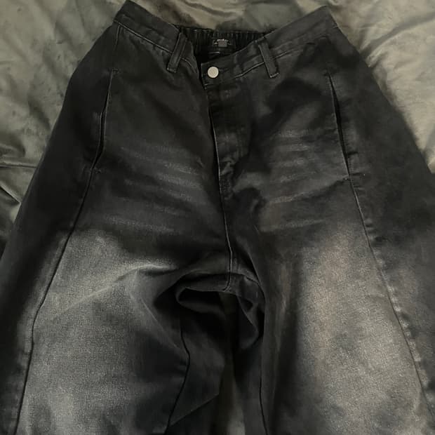 카네이테이 워싱 와이드 스트링 데님 팬츠 L