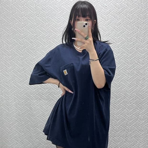 칼하트 빈티지 모던 캐주얼 박스로고 포켓 루즈핏 반팔티 L C13352