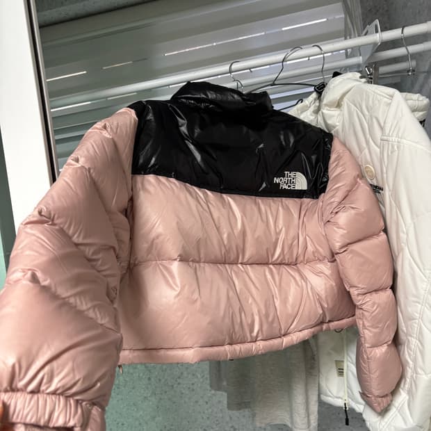 노스페이스 눕시 숏패딩 L 95 파스텔 핑크