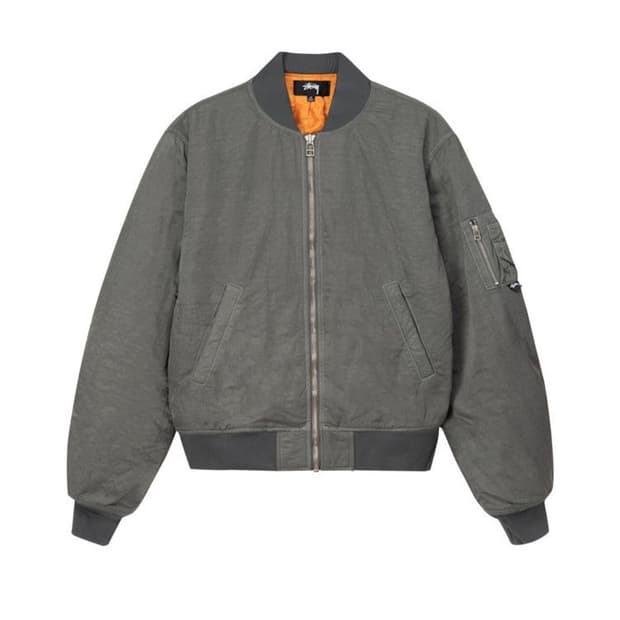 [XL] 스투시 다이드 나일론 봄버 차콜