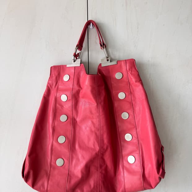 디스플레이 제품 발렌시아가 핑크 가죽 빅사이즈 토트백